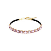 Millenia Tennis choker, Octagon cut, Purple, Gold-tone plated